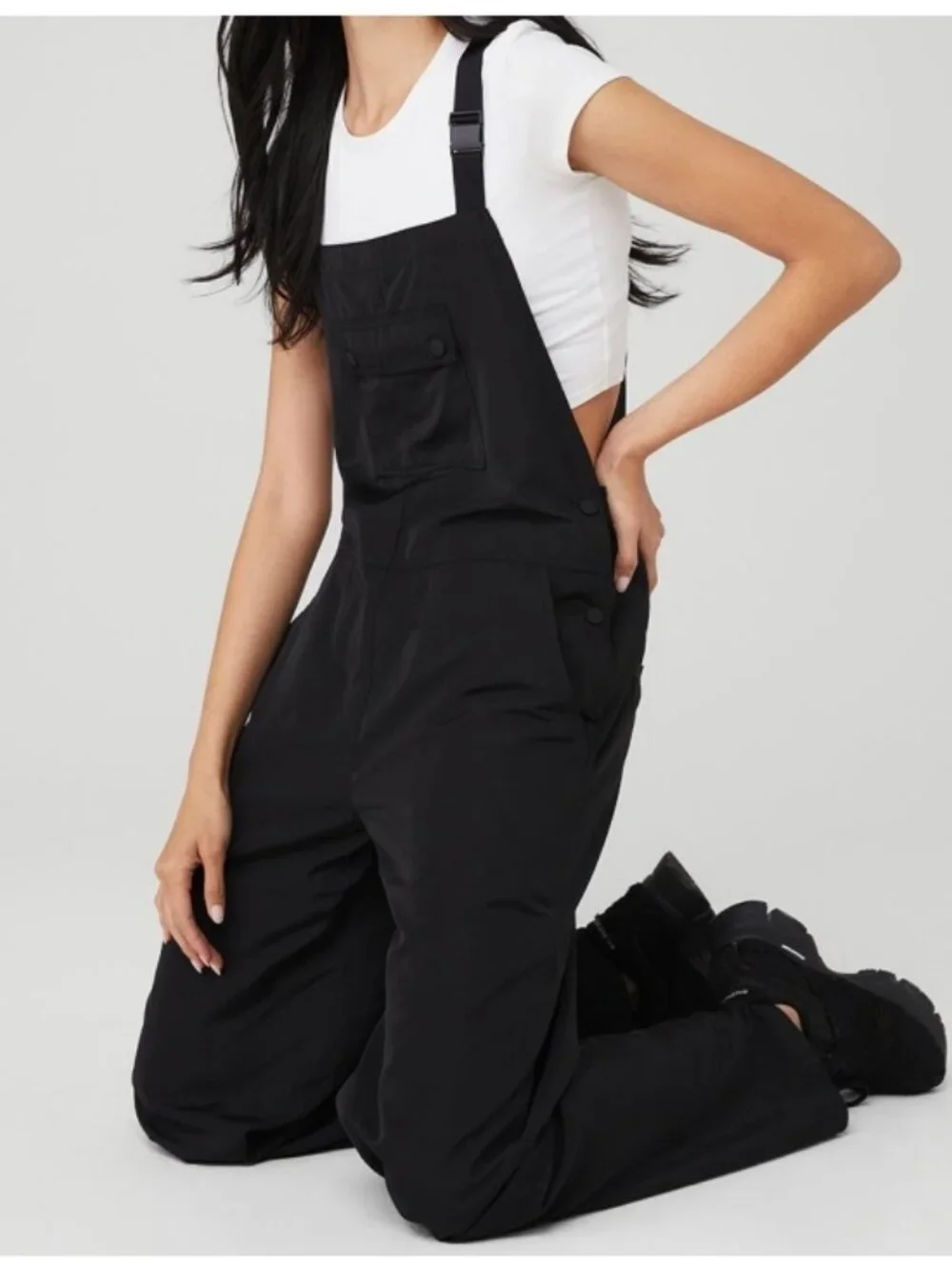 Alo Monterey Overalls Black Traveling Hiking Outdoor One-Piece Romper Jumpsuit S